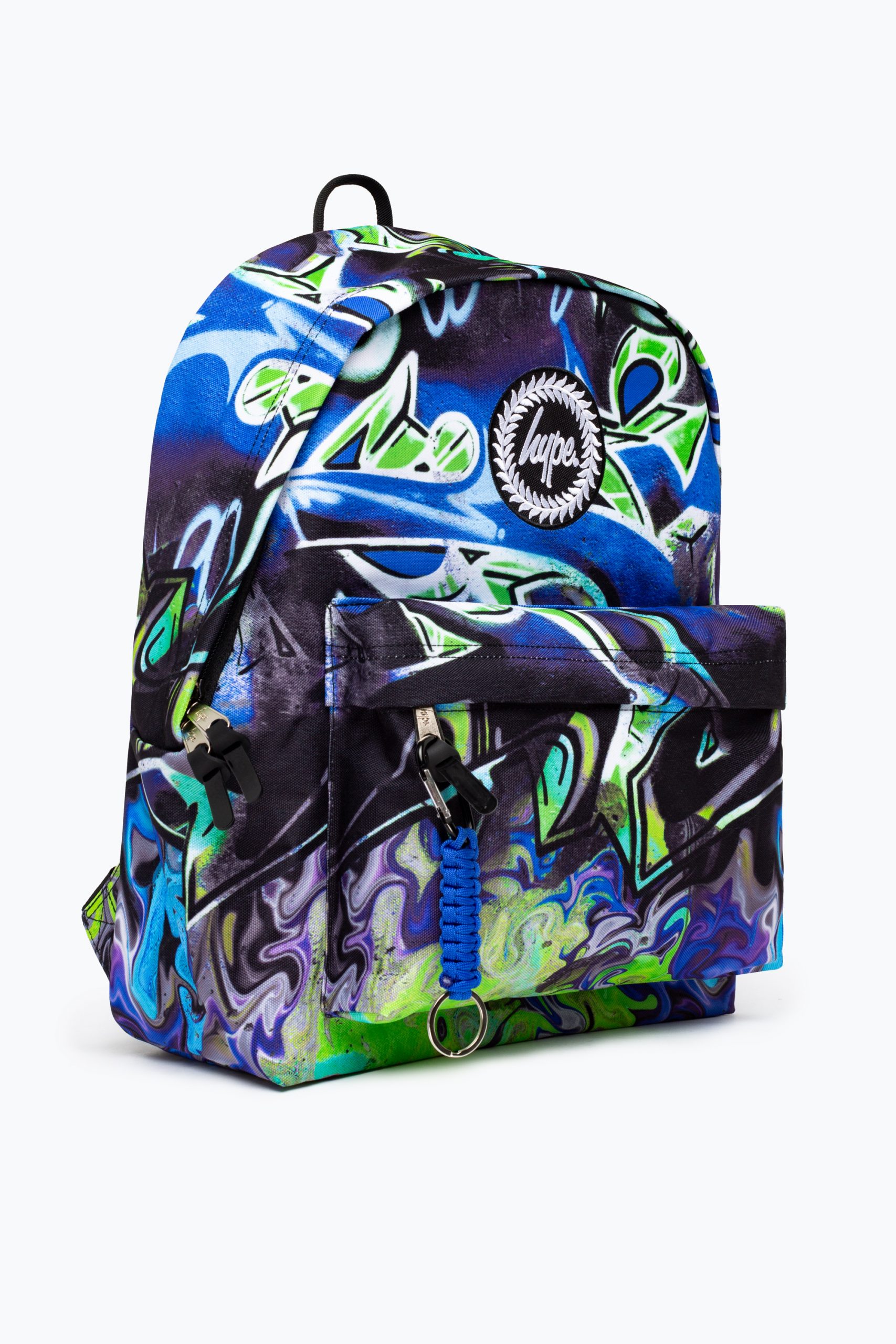 HYPE BLACK & BLUE GRAFFITI BACKPACK - Image 4